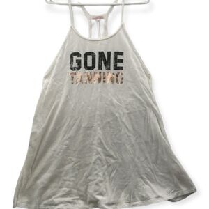 Victorias Secret Womens White Regular Fit Sleeveless Racerback Tank Top Size M